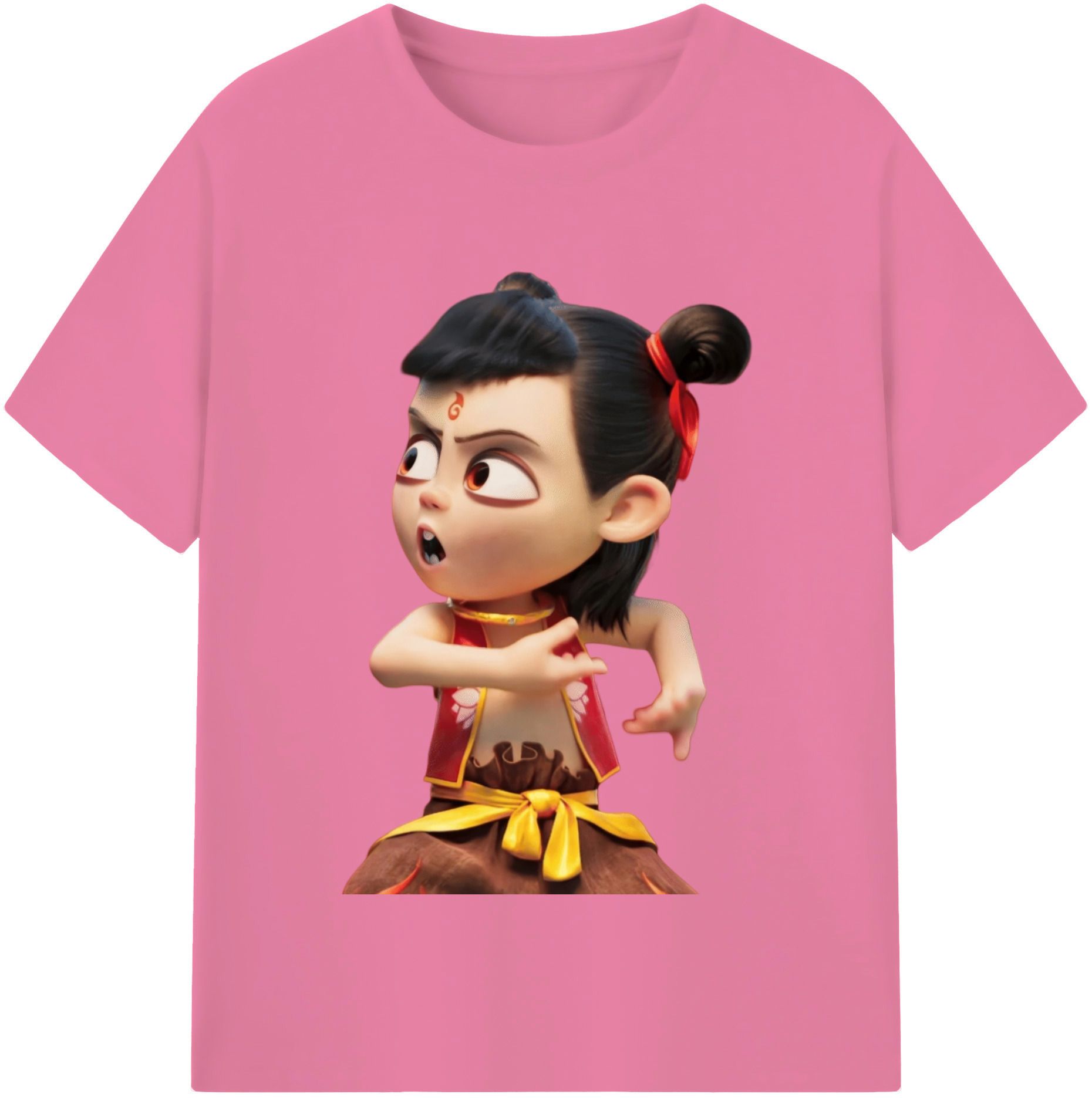 （画像用） Ne Zha 2 ナタ 魔童の大暴れ 綿100％半袖Tシャツ（フロントプリント）